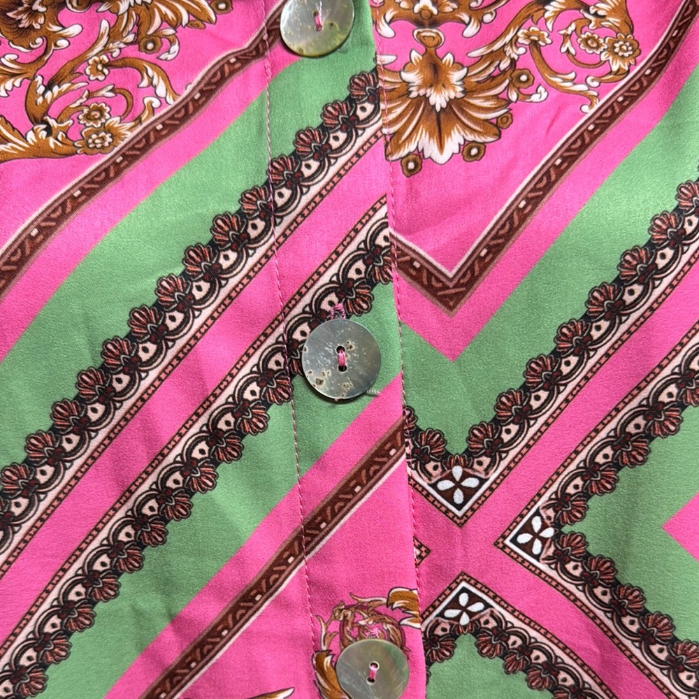 Koandaily Vibrant Scarf Print Blouse Size XL - Picture 3 of 13